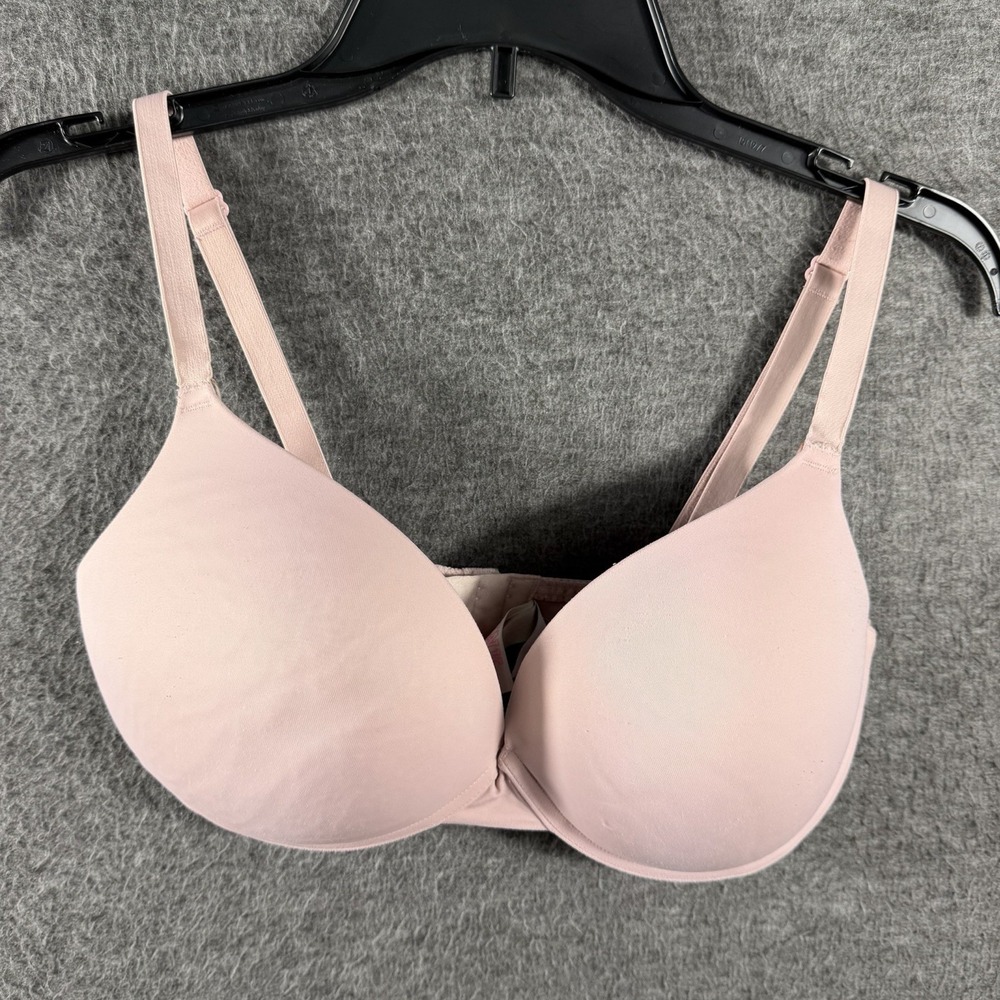 Victoria Secret PINK Bra 34DD Wear Everywhere Push Up Solid Pink Underwire